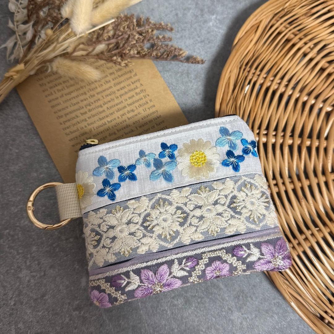 確認用 インド刺繍　ミニポーチ　小物入れ　小銭入れ