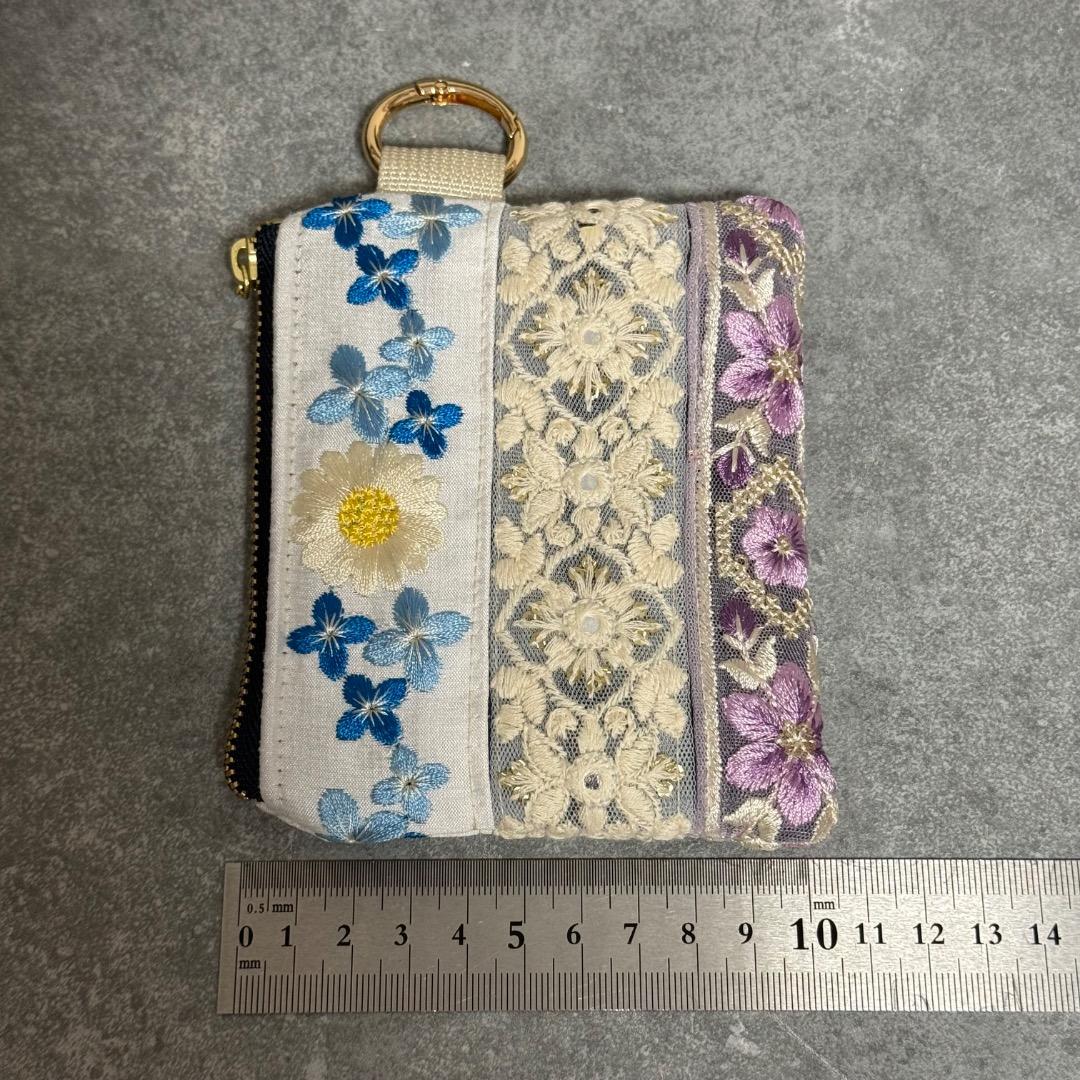 確認用 インド刺繍　ミニポーチ　小物入れ　小銭入れ
