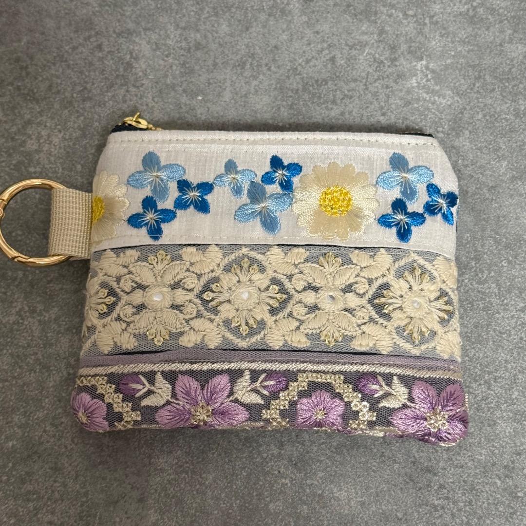 確認用 インド刺繍　ミニポーチ　小物入れ　小銭入れ