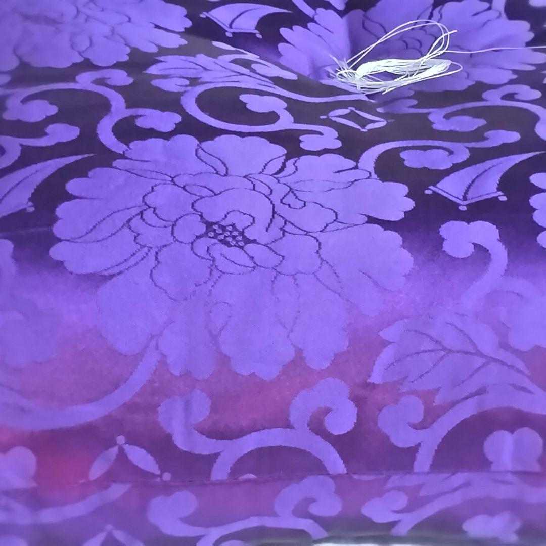 63×68cm 紫色 中央&四隅に房付き 座布団 2枚組