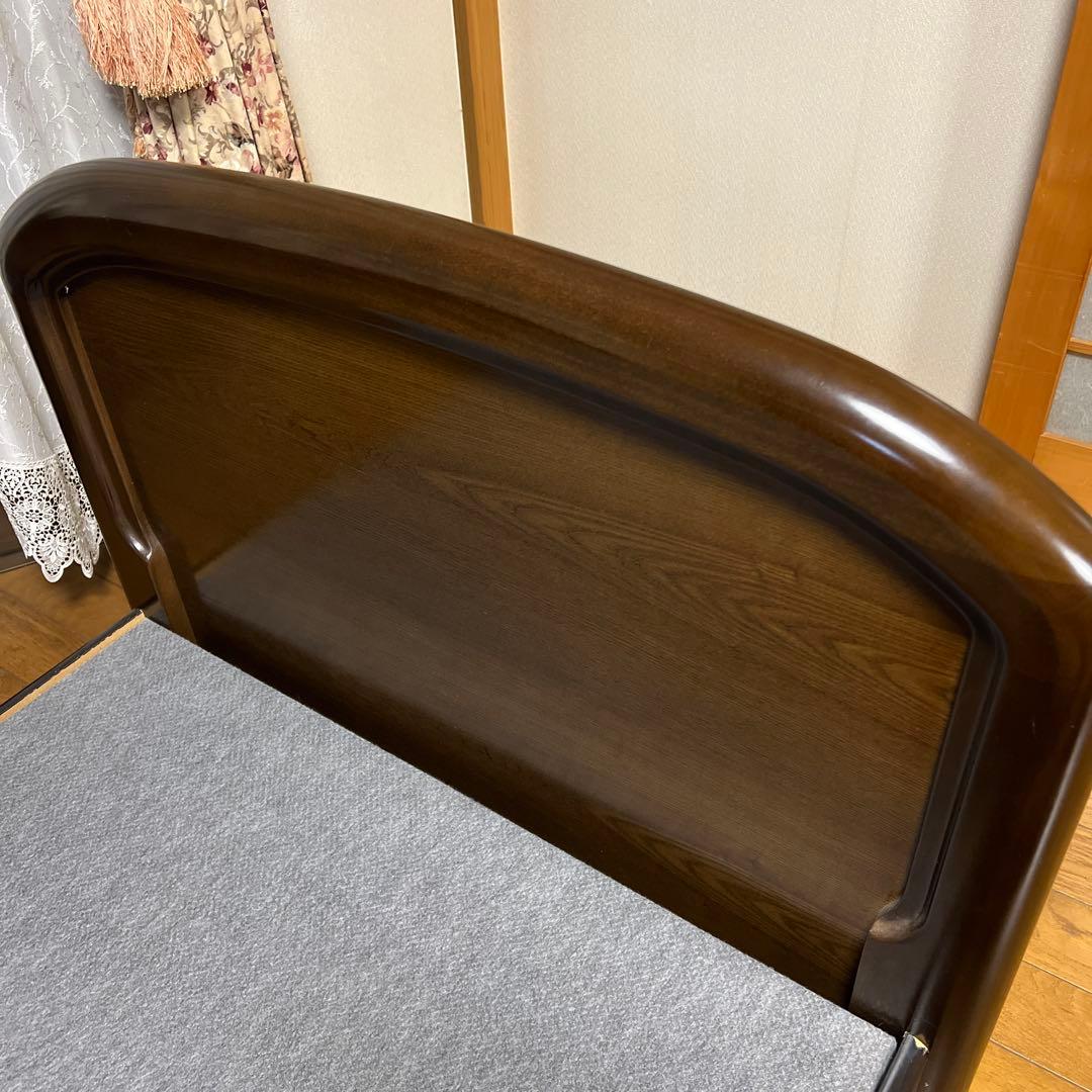 木製シングルベッドフレーム ダークブラウン