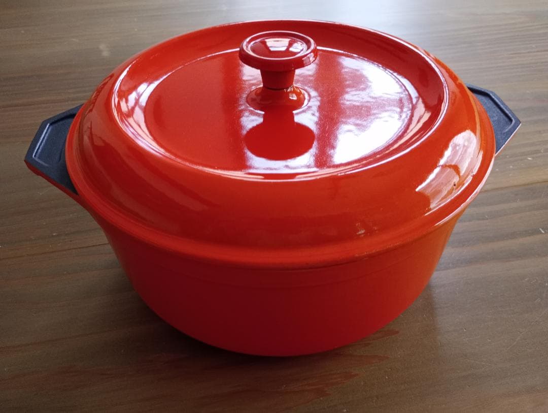 鋳物ホーロー鍋 オレンジ 24cm