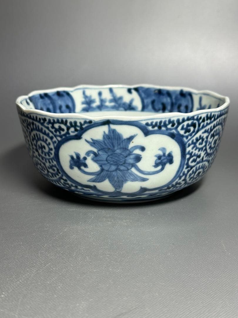 古伊万里　たこ唐草　鉢　白磁　染付　美品