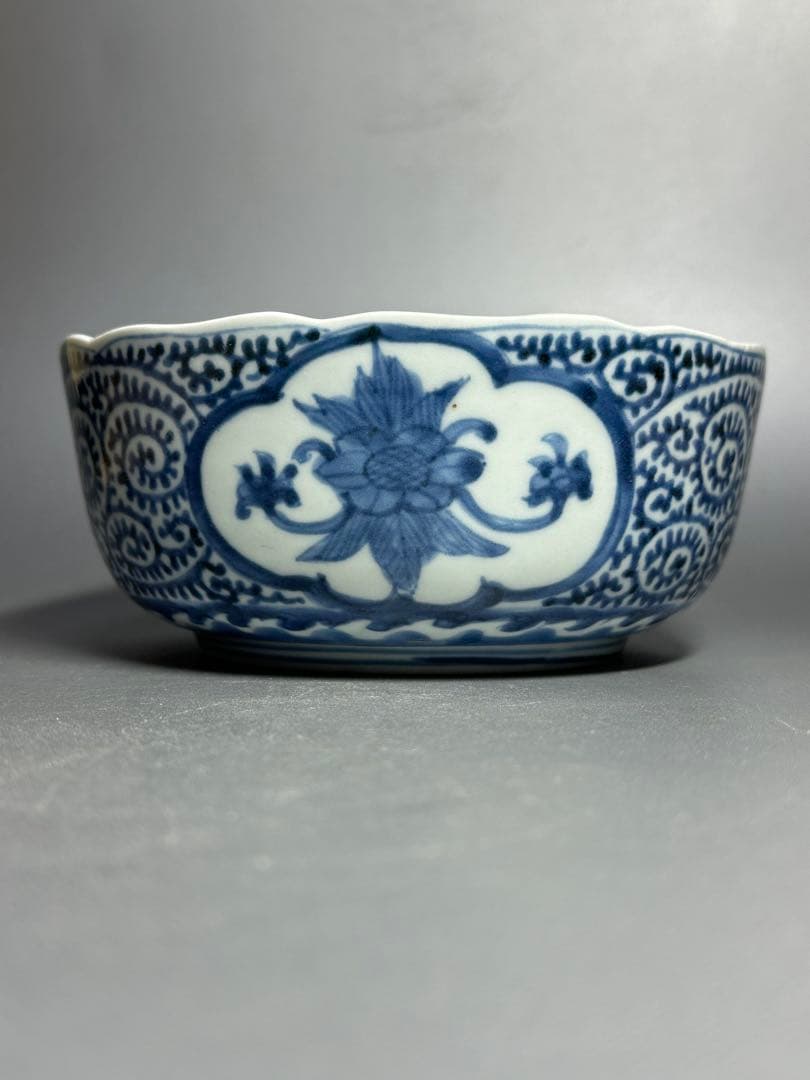 古伊万里　たこ唐草　鉢　白磁　染付　美品