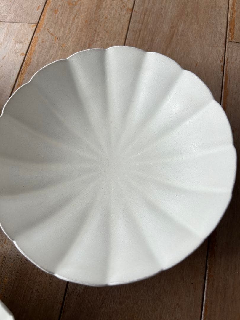 黒木泰等　白釉四方輪花浅鉢　3枚セット