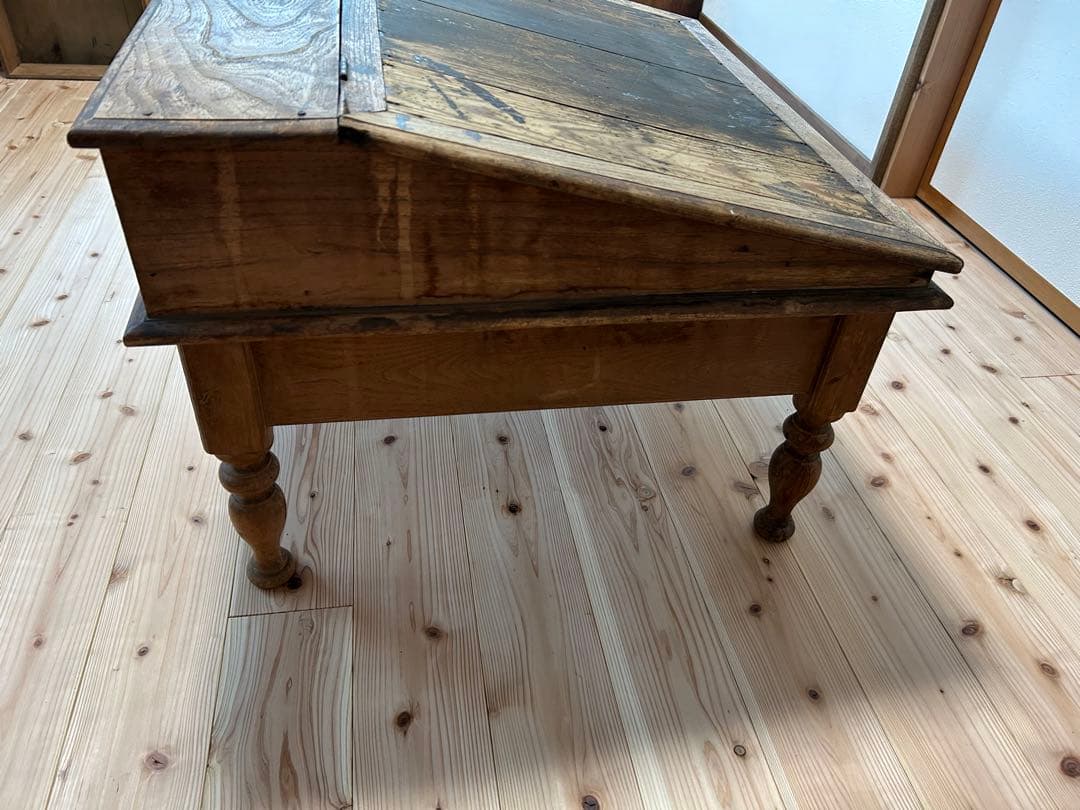 木製　番台机　文机　昭和レトロ　アンティーク　ビンテージ　古道具　引き出し付き