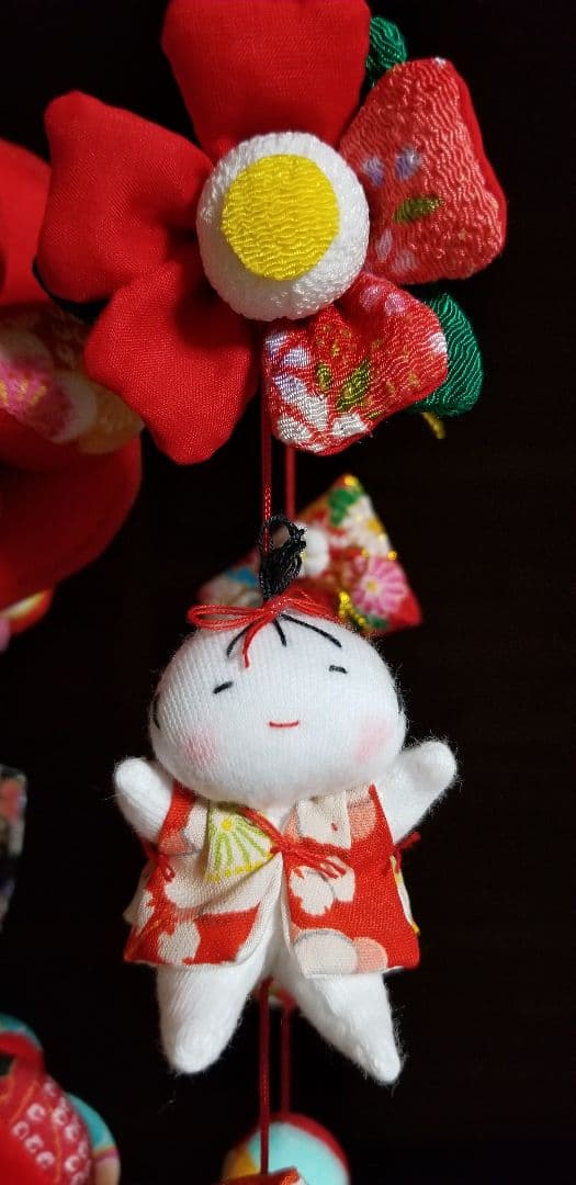 吊し飾り(赤、輪)+春の１本吊し飾り
