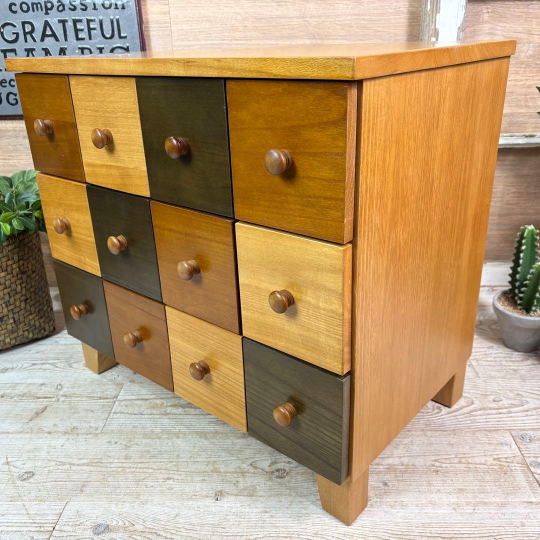 訳あり品【143】ナチュラルウッド多引き出し収納チェストインテリア木製タンス桐材