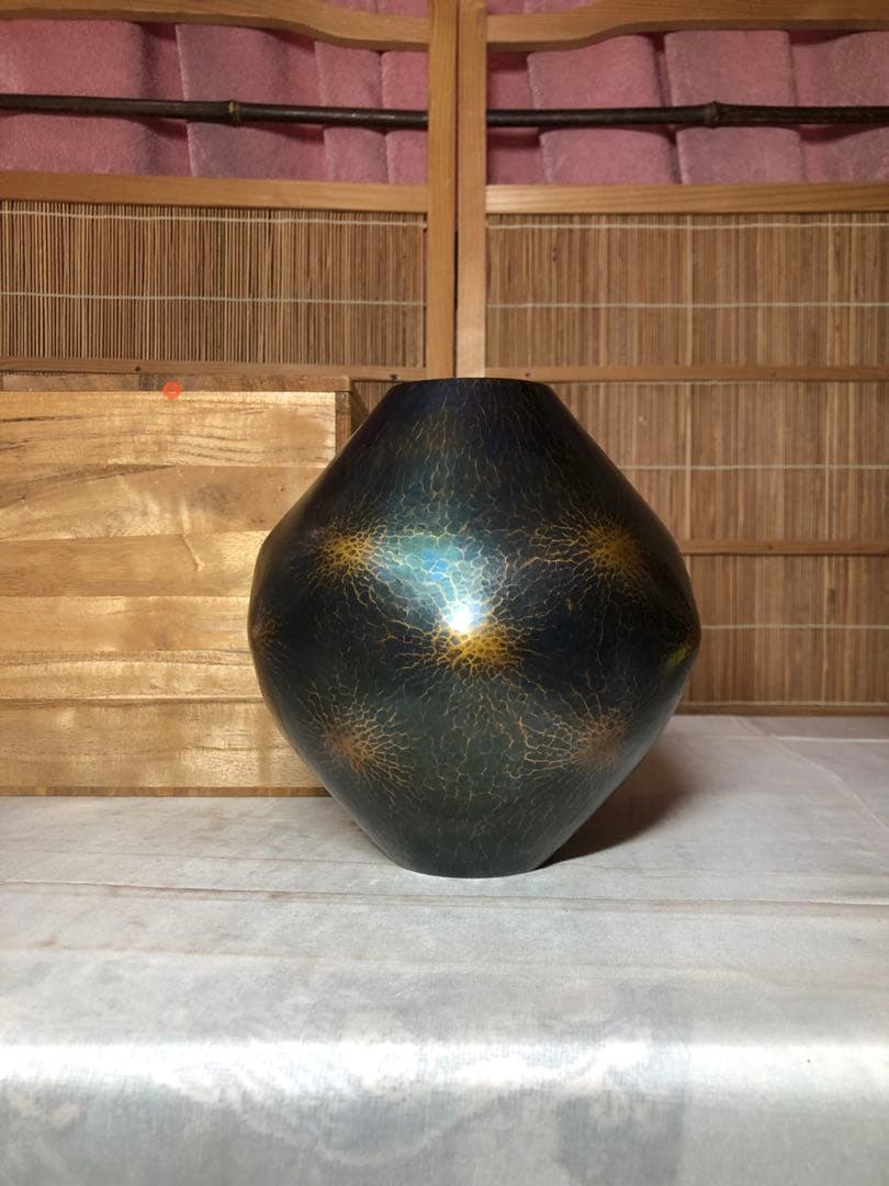 茶道具、花器、銅、作家手造