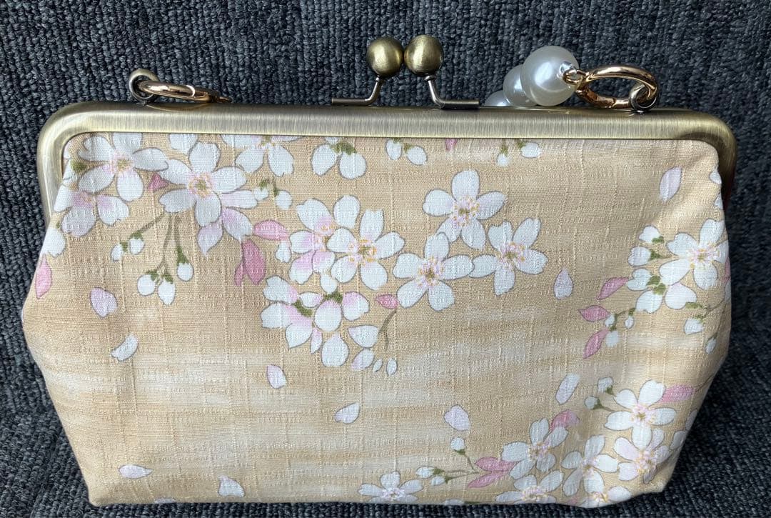 【G3sewing】がま口バック　パール風持ち手