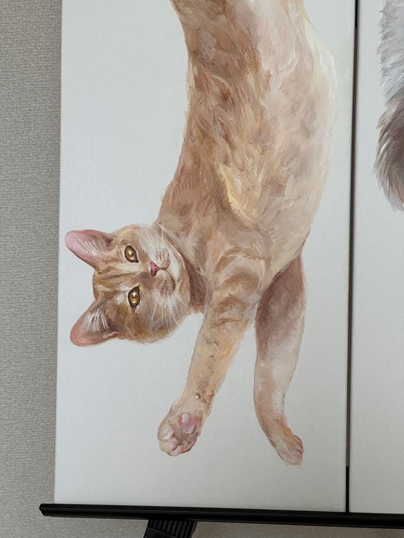 【原画セット】猫のアクリル画 2枚組 対作品 展示会出品作