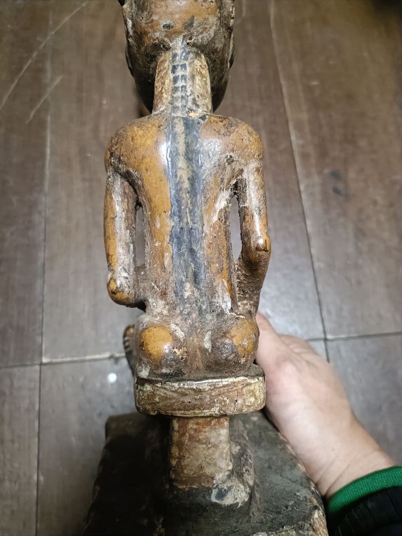 アフリカ民族楽器モチーフ 木彫り彫刻 民芸品 オブジェアフリカンアート約60cm