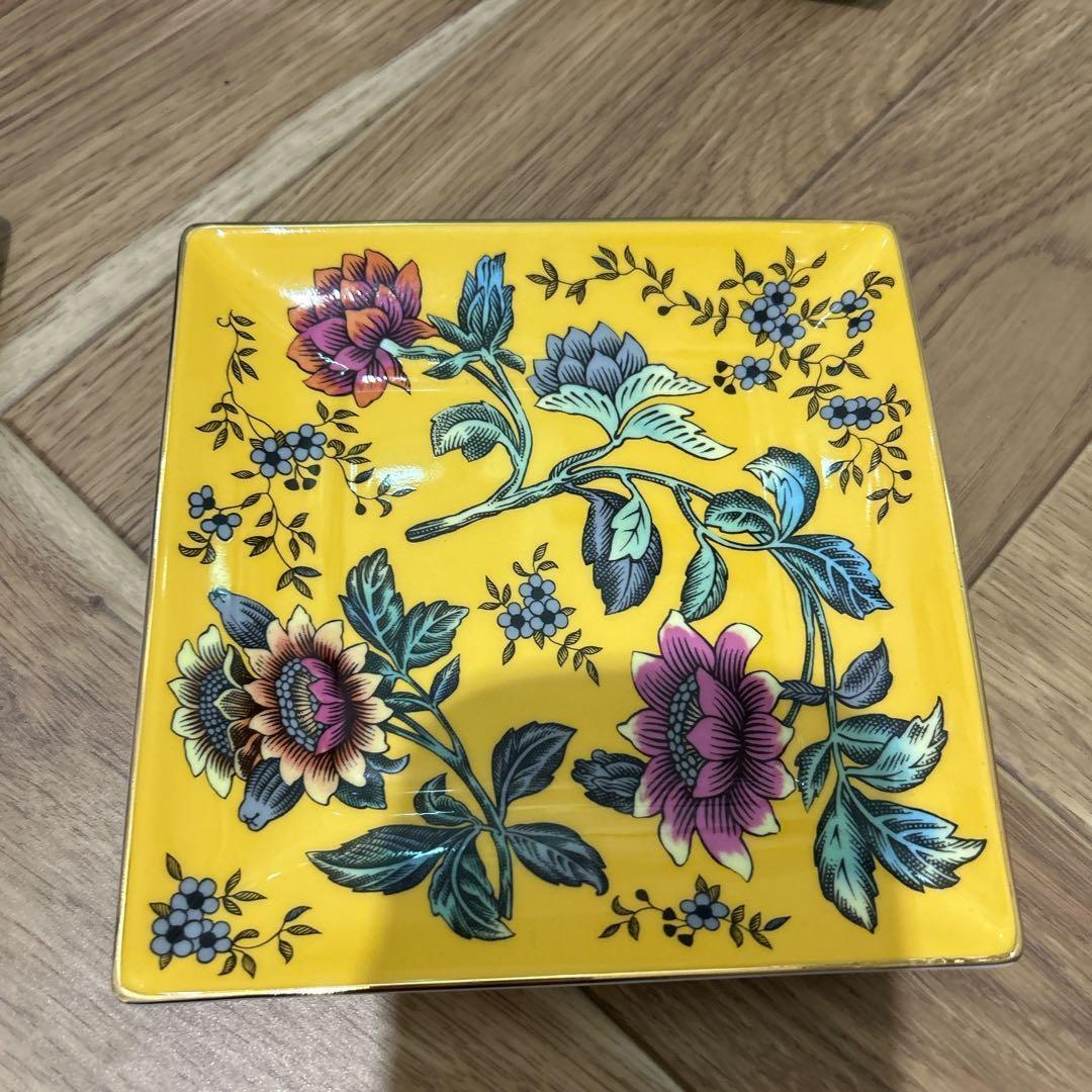 【美品】ウェッジウッド イエロートンキン 14.5cm 角皿 2枚セットプレート