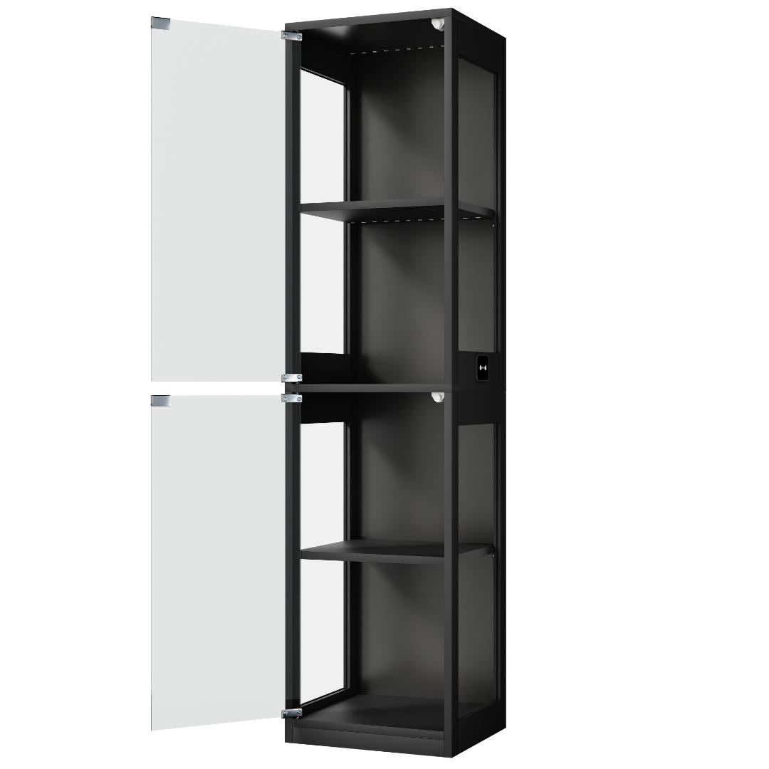 【新品】大型フィギュアケース ガラスキャビネット LED照明付き 4段単扉