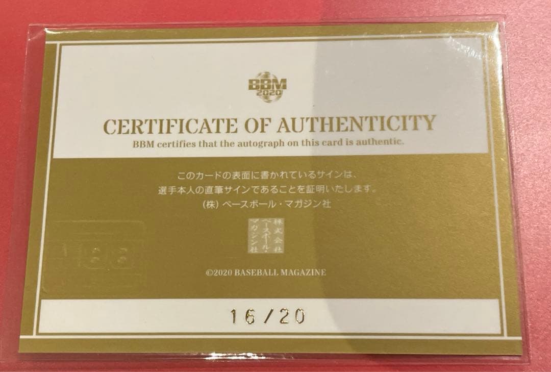 直筆　大竹耕太郎　BBM