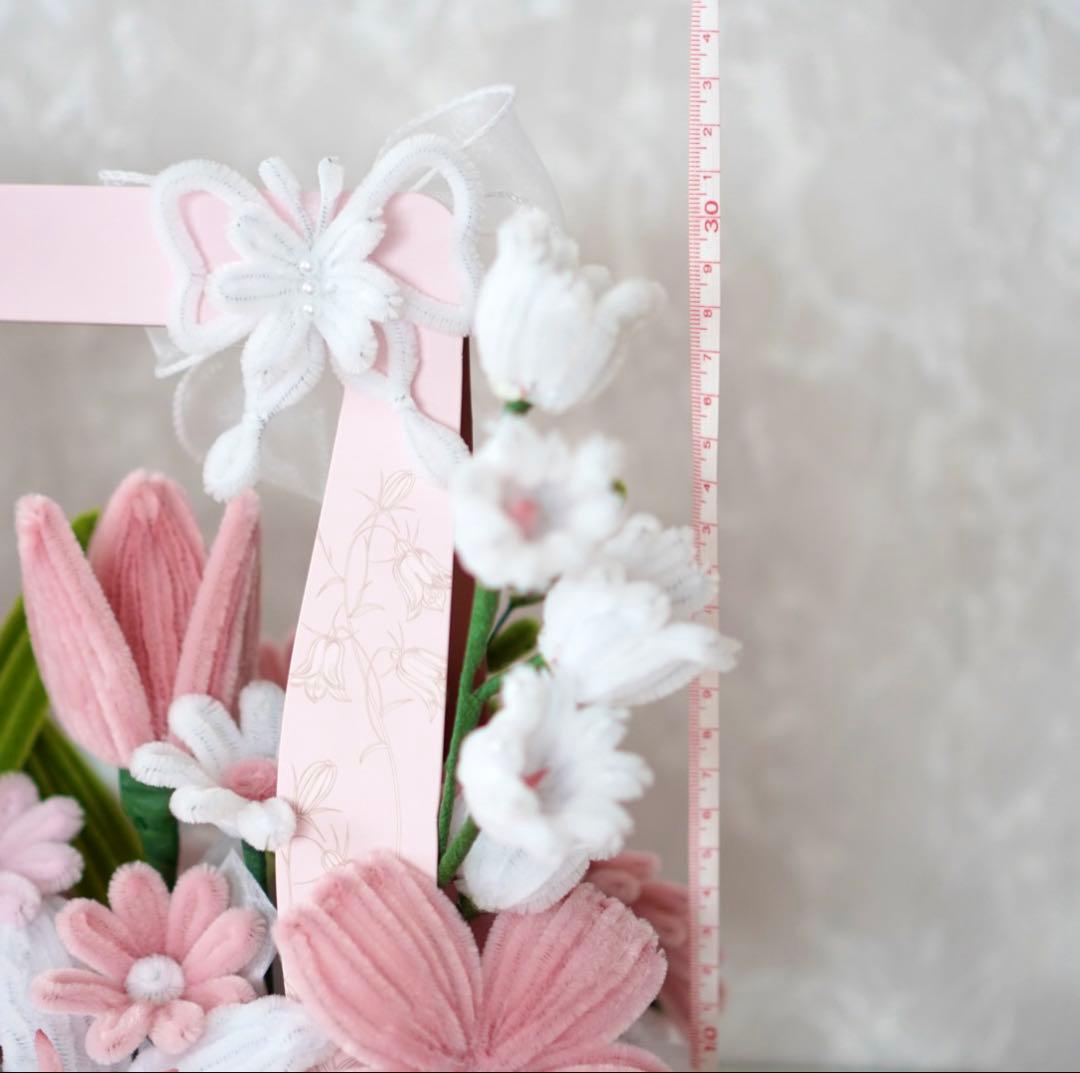 ピンクホワイト花のブーケ　ギフトボックス入り