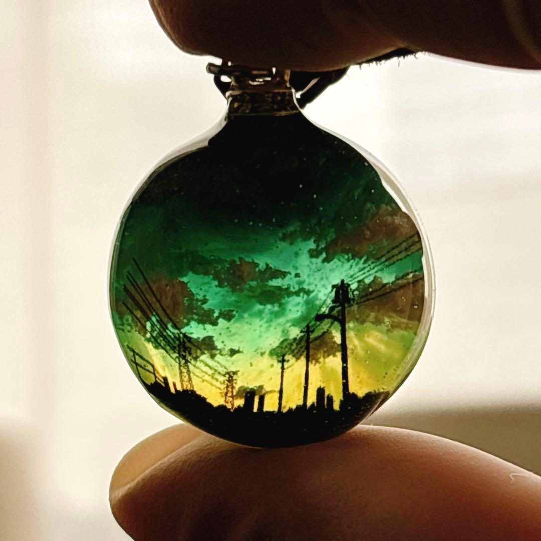 【現品限り】No.743 かざし空　球体　ネックレス　レジン　雲 レジンアート