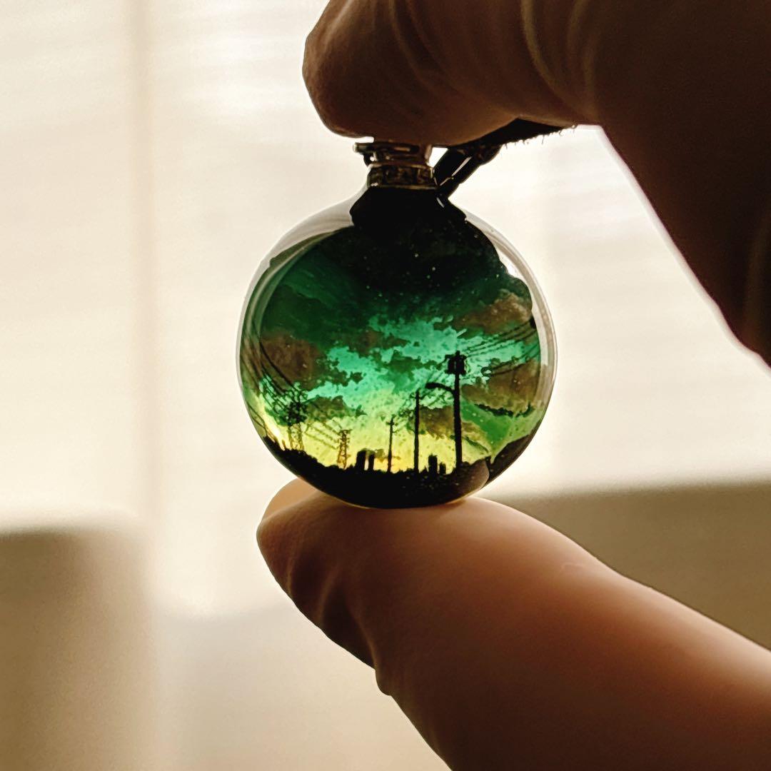 【現品限り】No.743 かざし空　球体　ネックレス　レジン　雲 レジンアート