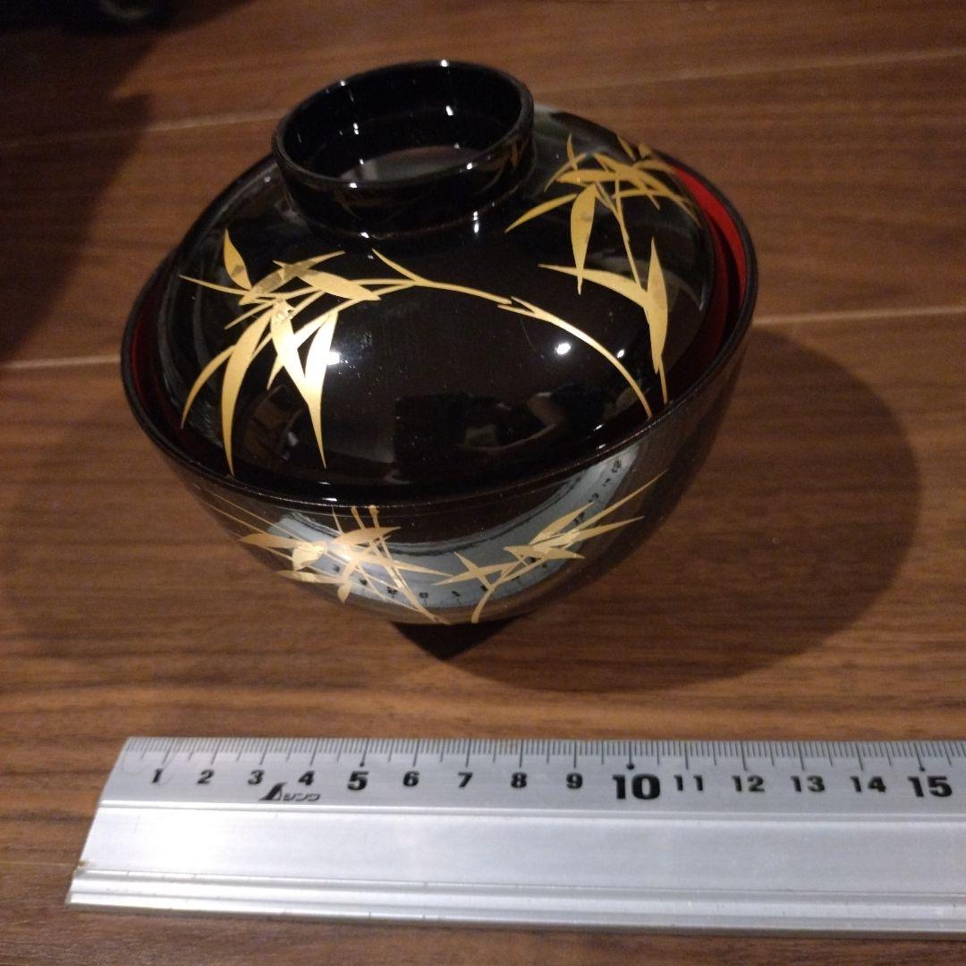 手描天然木加工品　御吸物椀揃　耕峰　漆塗り蓋付きお椀五客セット　吸物椀　フタ有り