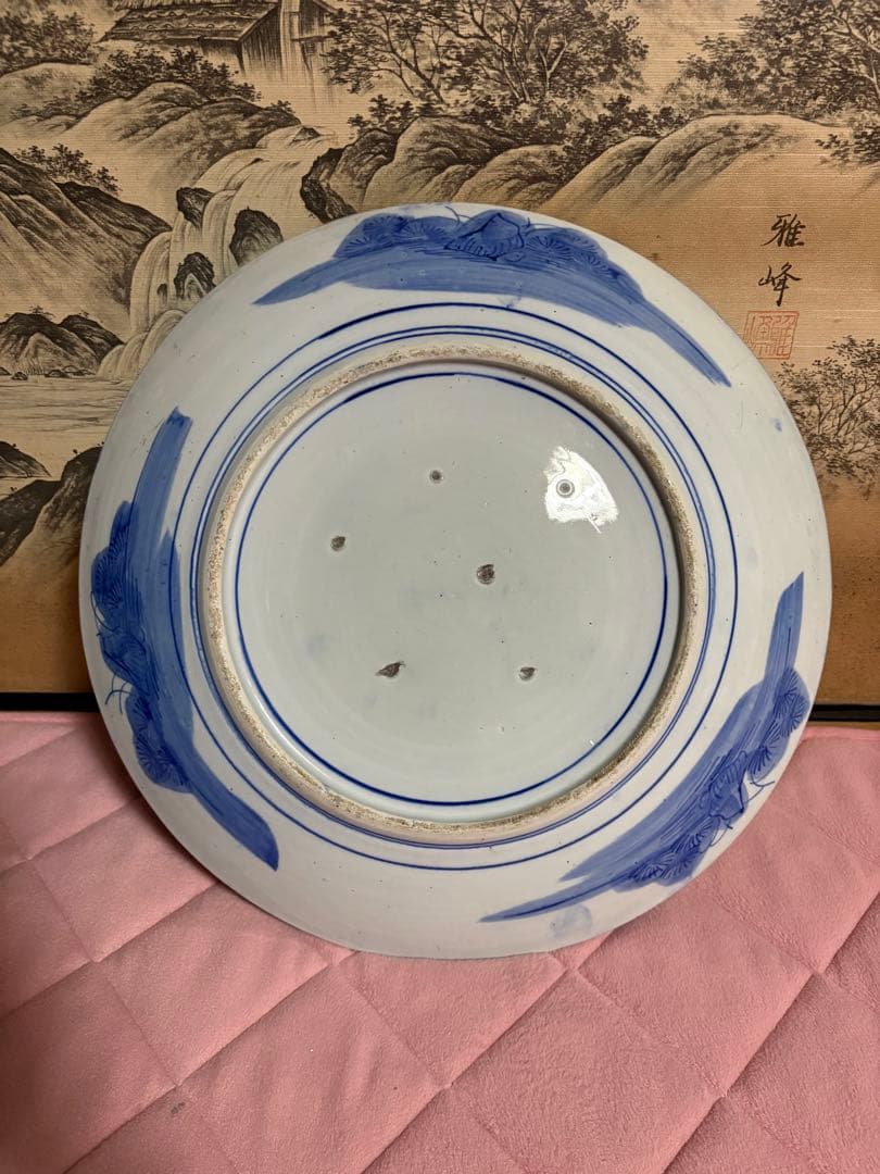 飾り皿　スタンド付き　大皿　鯉に花