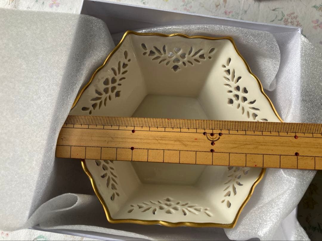 レノックス ビンテージ 金彩 ハート透かし 大小二個セット ギフトボックス入り