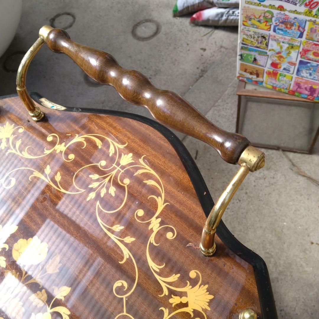 象嵌細工ヴィンテージ木製キッチンワゴン