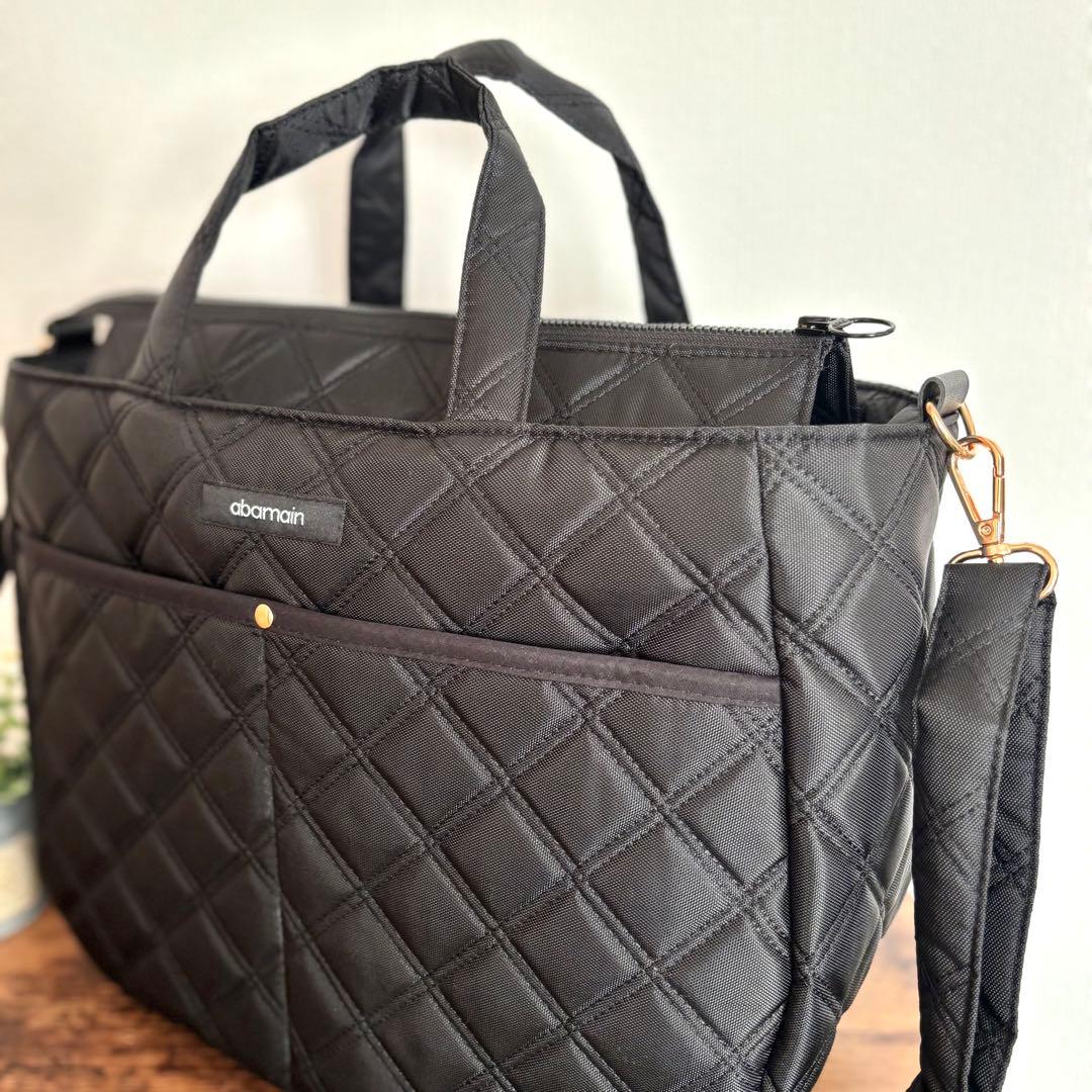 【あつ】ラウンドトートバッグL ナイロンオックスキルト　ブラック