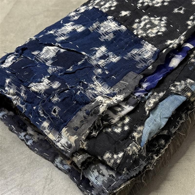 古布 木綿 藍染 刺子 継ぎ接ぎ 襤褸 ⑦ 縦105cm 横135cm boro