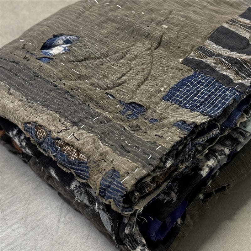 古布 木綿 藍染 刺子 継ぎ接ぎ 襤褸 ⑦ 縦105cm 横135cm boro