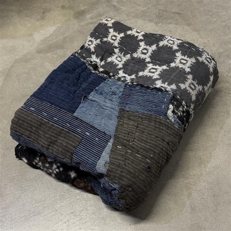 古布 木綿 藍染 刺子 継ぎ接ぎ 襤褸 ⑦ 縦105cm 横135cm boro