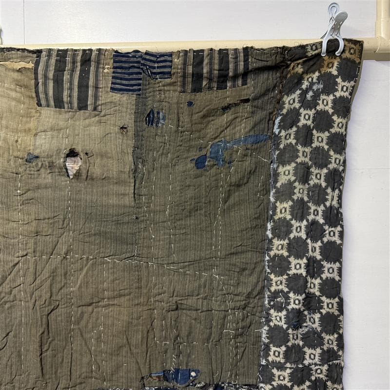 古布 木綿 藍染 刺子 継ぎ接ぎ 襤褸 ⑦ 縦105cm 横135cm boro