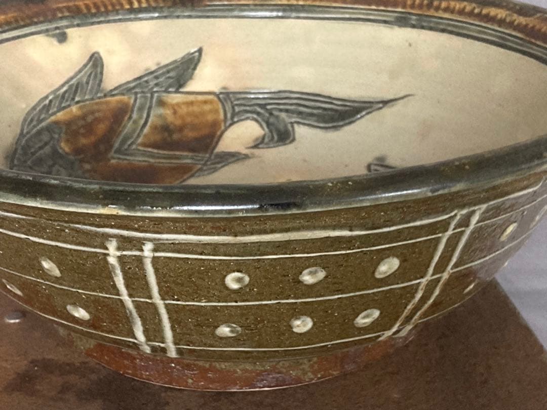 宮城智 30cm 大型魚紋鉢 やちむん 壷屋焼