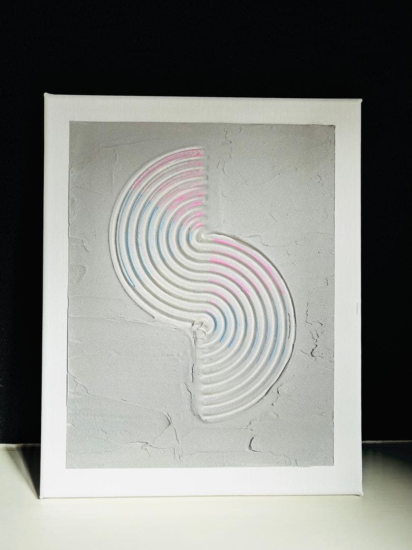 テクスチャーアート 抽象画 シルバー×オーロラ 無機質 モダンインテリア 一点物