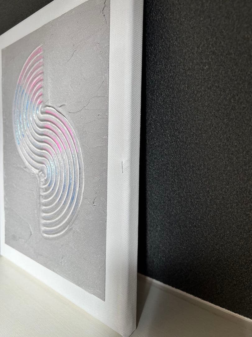 テクスチャーアート 抽象画 シルバー×オーロラ 無機質 モダンインテリア 一点物