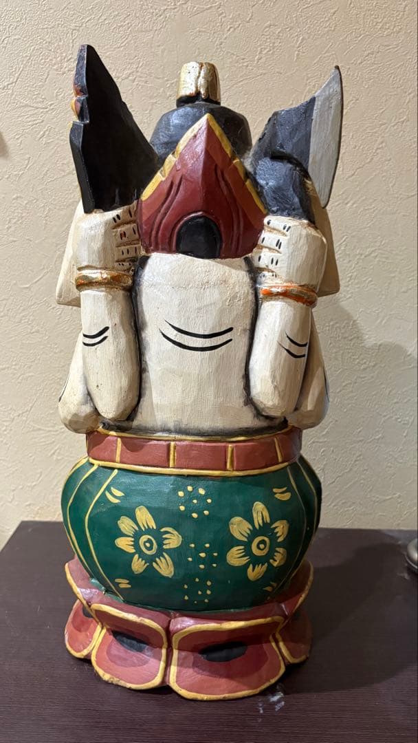 ガネーシャ像 木製 彫刻 約41cm 富と繁栄　愛の神様　木彫　レトロ　インド