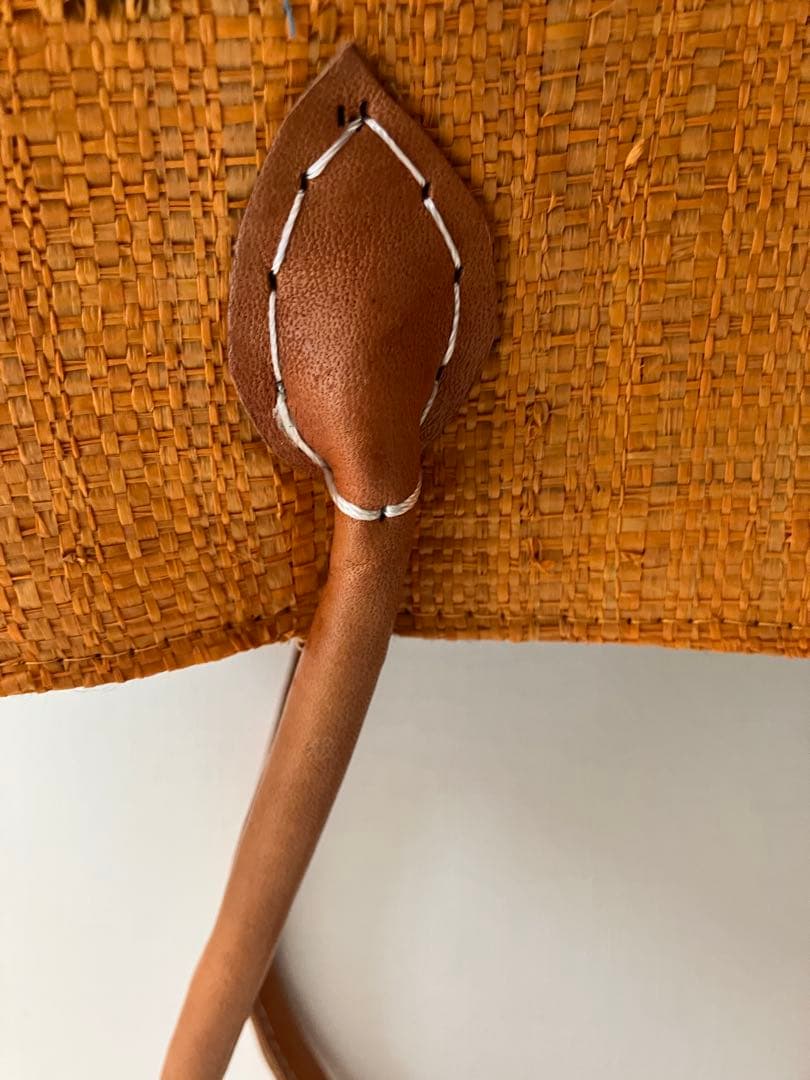 Rabarany ラバラニー 刺繍ラフィアバッグ 南仏ニース購入 本革ハンドル