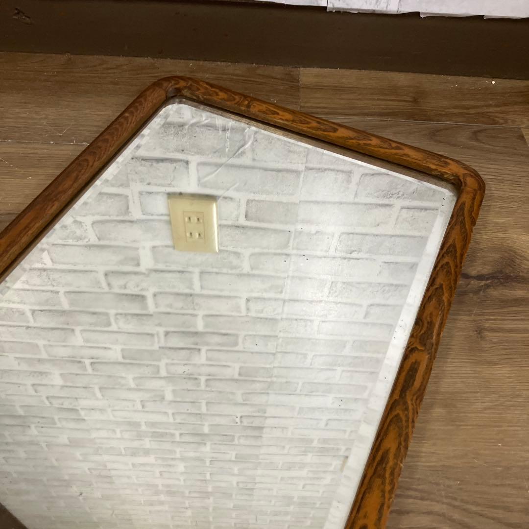 A-4 昭和レトロ ヴィンテージ風 木製フレーム 全身鏡 姿見 ウォールミラー