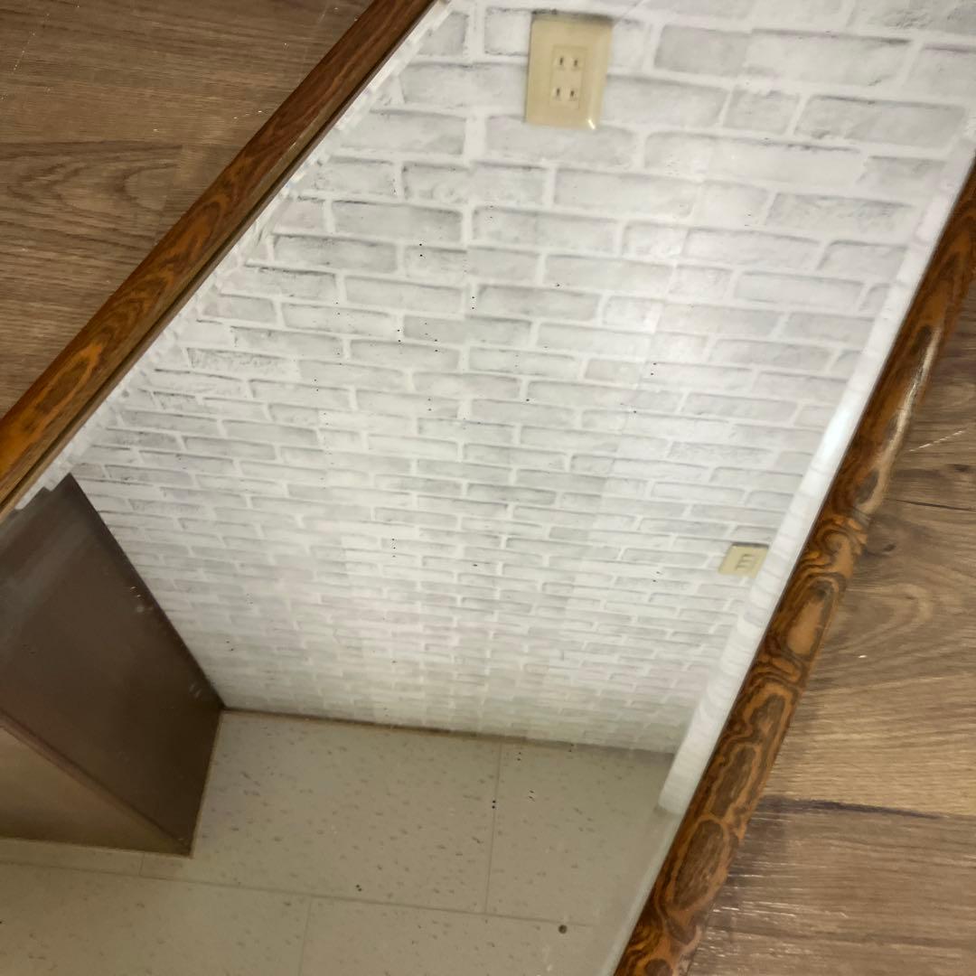 A-4 昭和レトロ ヴィンテージ風 木製フレーム 全身鏡 姿見 ウォールミラー