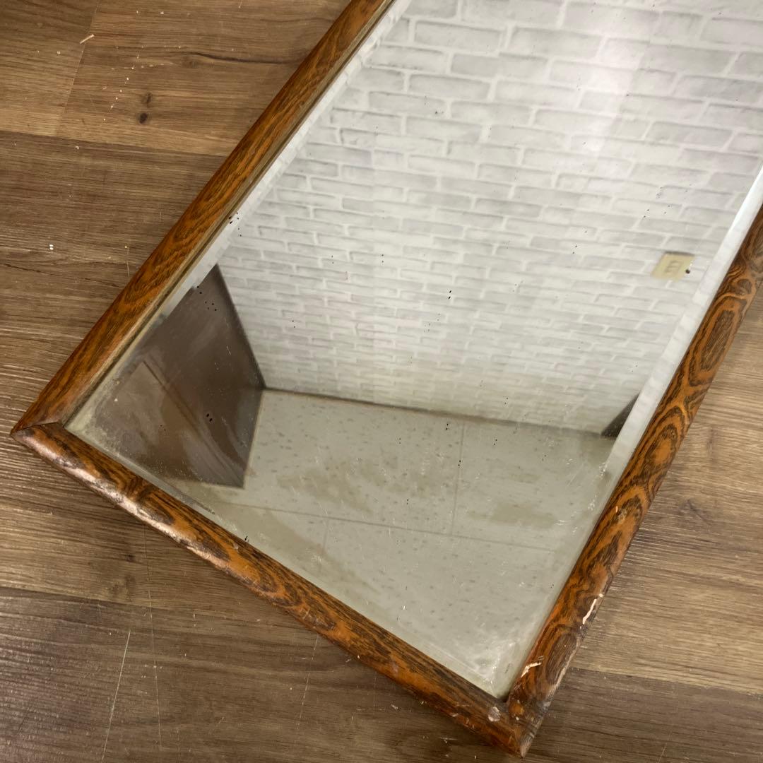 A-4 昭和レトロ ヴィンテージ風 木製フレーム 全身鏡 姿見 ウォールミラー