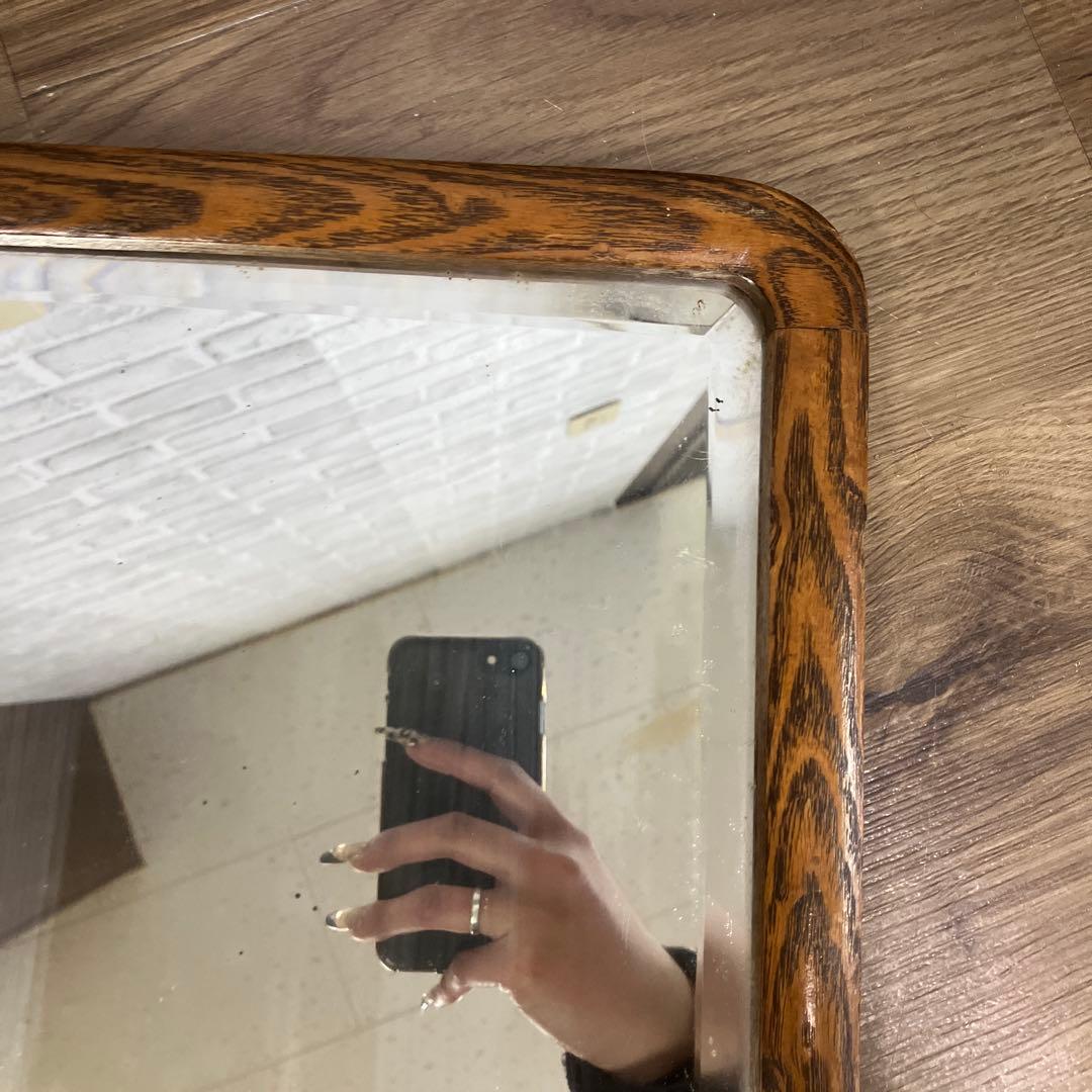 A-4 昭和レトロ ヴィンテージ風 木製フレーム 全身鏡 姿見 ウォールミラー