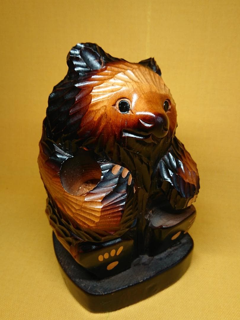 くま　熊　木彫　オブジェ　置物　インテリア　工芸品　美術品　A3072
