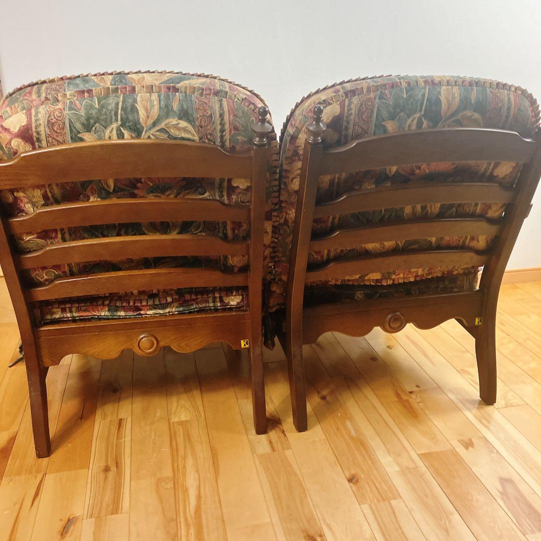 美品　飛騨産業　キツツキ　穂高　花柄　2人掛けソファ　2P、二人掛け　定価24万