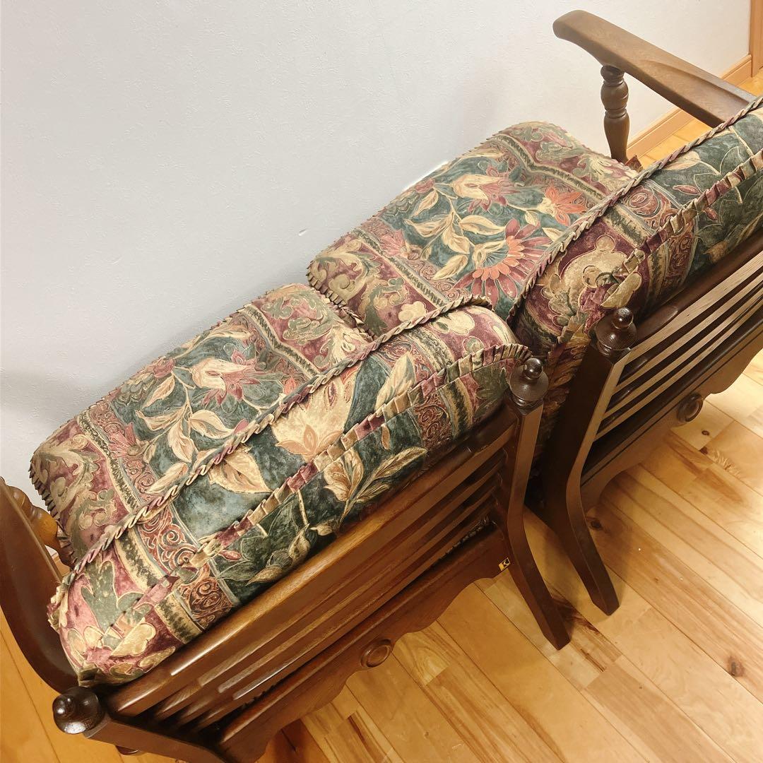 美品　飛騨産業　キツツキ　穂高　花柄　2人掛けソファ　2P、二人掛け　定価24万