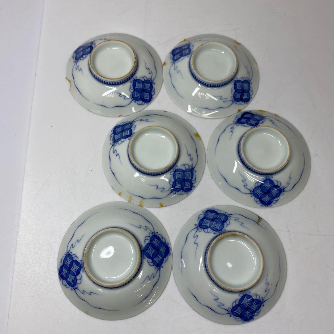 時代　色鍋島　小皿6枚　木箱付　直径9.7㎝　東さ7-0323①