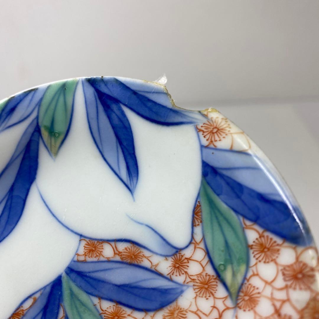 時代　色鍋島　小皿6枚　木箱付　直径9.7㎝　東さ7-0323①