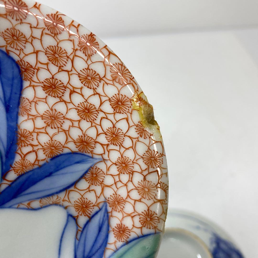 時代　色鍋島　小皿6枚　木箱付　直径9.7㎝　東さ7-0323①