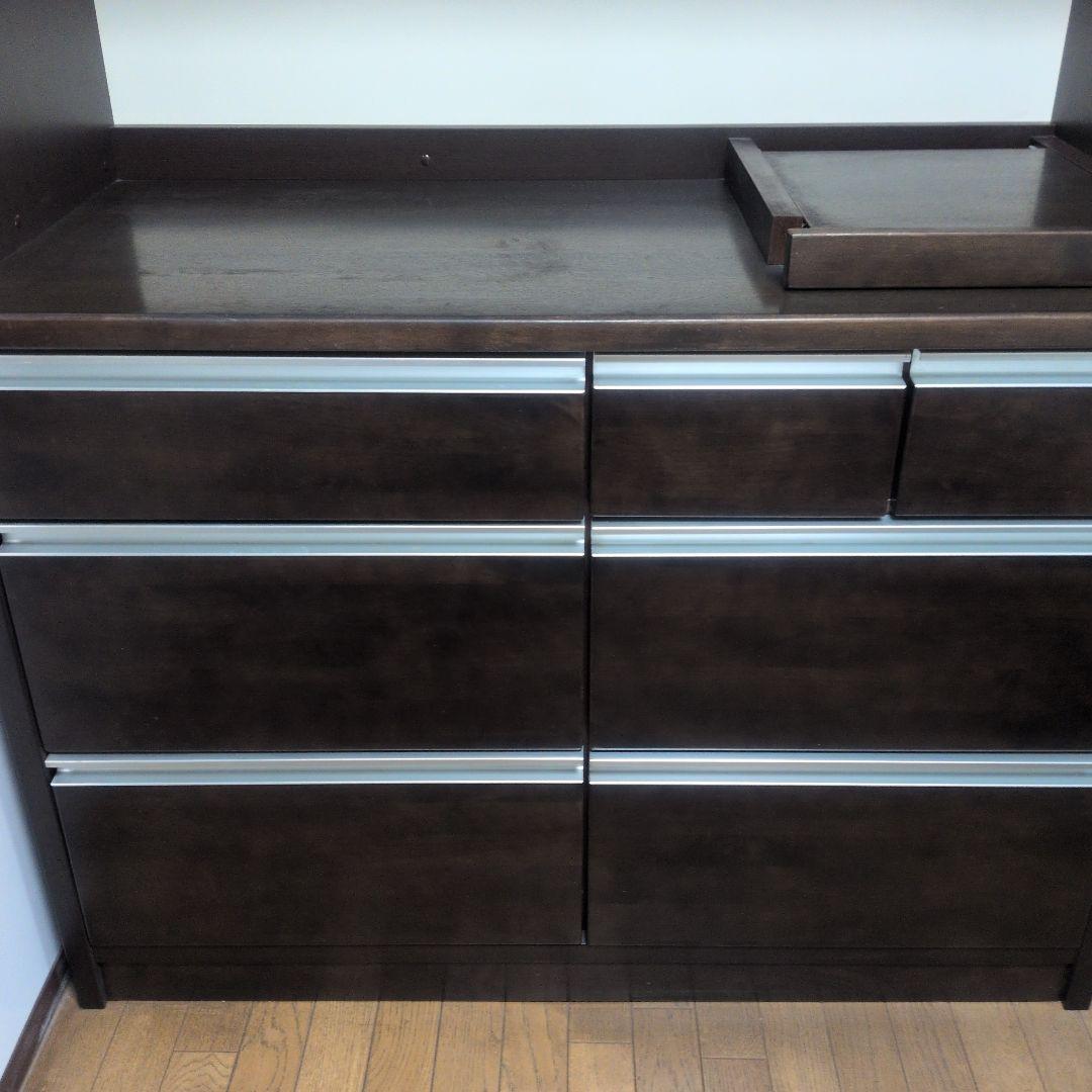 大川家具 オーク木製高級食器棚 キッチンボード キッチン収納 レンジ台