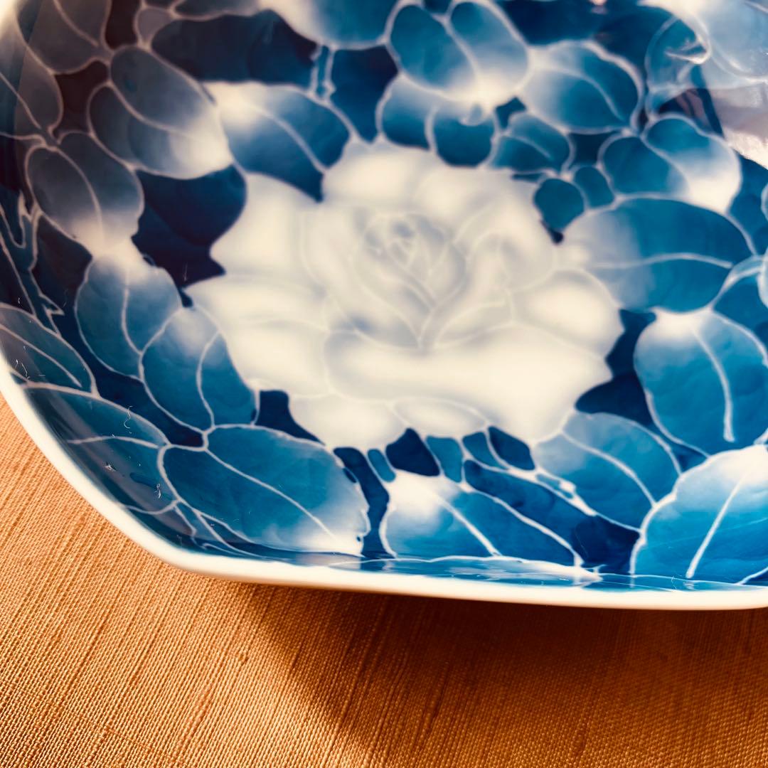 (希少) 深川製磁　古代バラ　半月皿　小皿　2枚　古代薔薇　手書き　有田焼