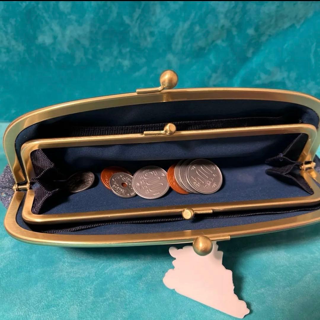 新品ラインストーンデニムリメイク　親子がま口長財布