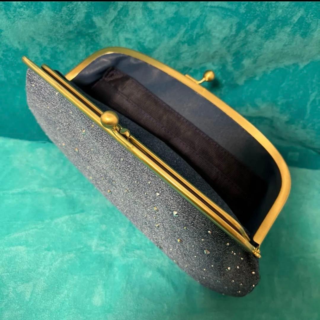 新品ラインストーンデニムリメイク　親子がま口長財布